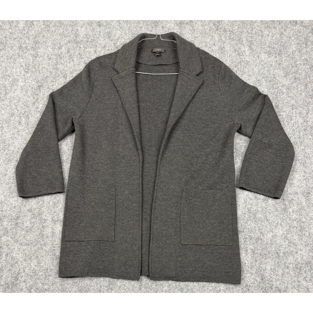 J.Crew Womens Merino Wool Open Front Sweater Blazer Charcoal Gray Size M